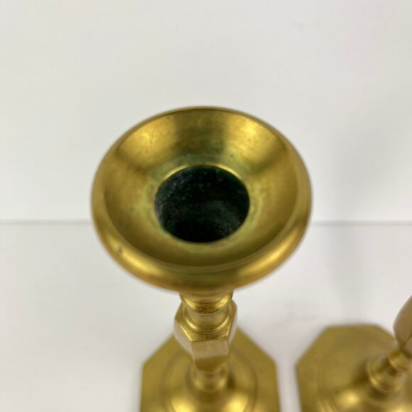 Vintage Pair of 7.5" Solid Brass Candle Stick Holders - Picture 4 of 7